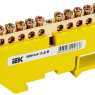 Шина PE "земля" на DIN-изоляторе ШНИ-6х9-12-Д-Ж | YNN10-69-12D-K05 IEK